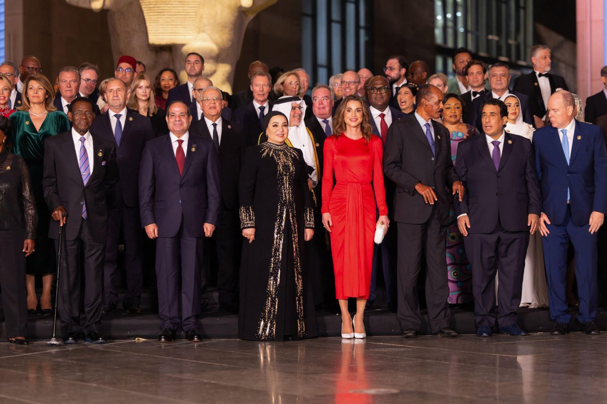 Heads of state and dignitaries, including the Queen of Jordan and the Prince of Monaco, attend the opening ceremony of the Grand Egyptian Museum in Cairo on November 1, 2025 (Balkis Press/Abaca Press/Alamy)