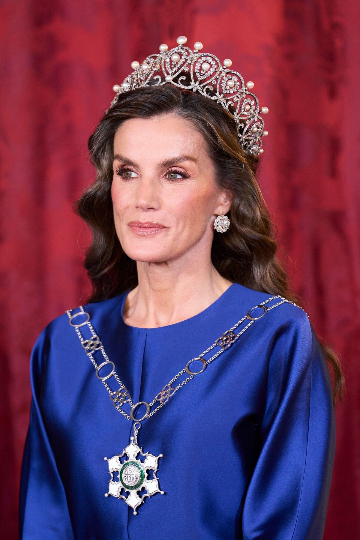 The Queen of Spain attends a gala dinner in honor of the visiting Sultan of Oman at the Royal Palace in Madrid on November 4, 2025 (Jack Abuin/Zuma Press/Alamy)