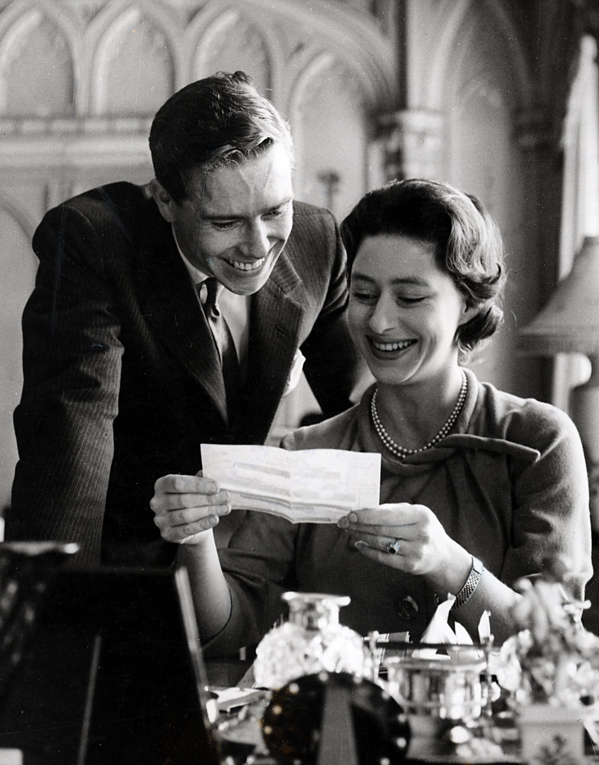 Princess Margaret and Antony Armstrong-Jones pose for portraits at Royal Lodge in Windsor on February 27, 1960 (Pictorial Press/Alamy)