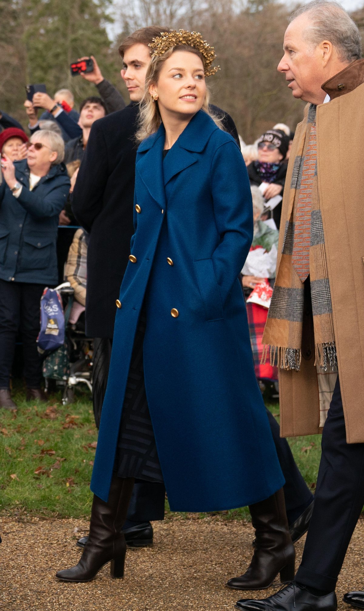 The Earl of Snowdon, with Viscount Linley and Lady Margarita Armstrong-Jones, attend church at St. Mary Magdalene near Sandringham on December 25, 2023 (Joe Giddens/PA Images/Alamy)
