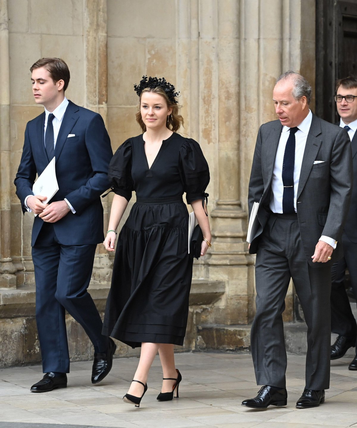 The Earl of Snowdon, with Viscount Linley and Lady Margarita Armstrong-Jones, attend a service of thanksgiving for the life of the late Duke of Edinburgh at Westminster Abbey in London on March 29, 2022 (Alpha Press/Alamy)