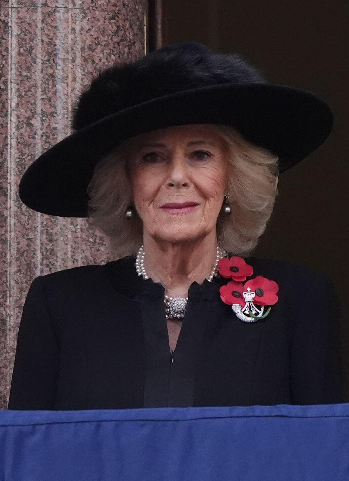 Queen Camilla attends the Remembrance Sunday service at the Cenotaph in London on November 9, 2025 (Jonathan Brady/PA Images/Alamy)