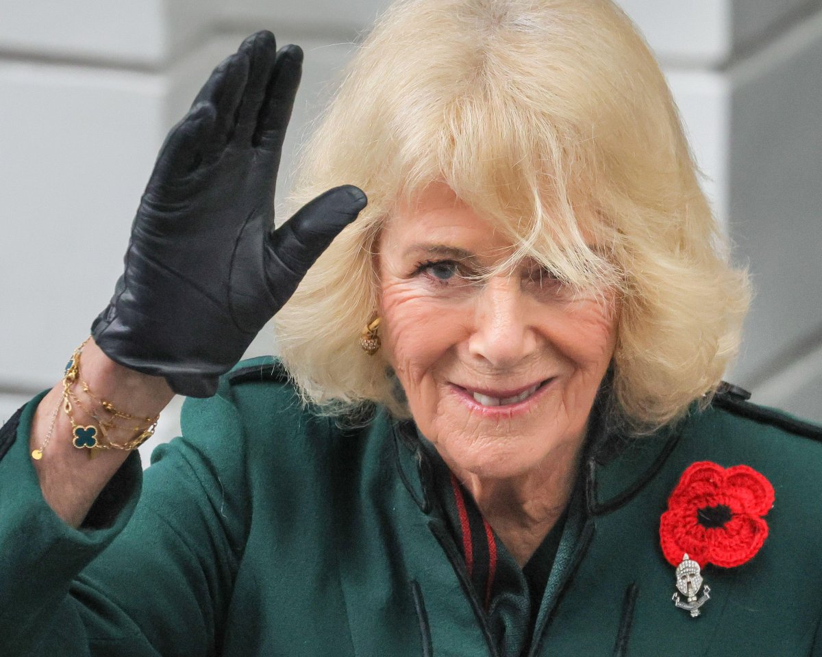 Queen Camilla attends the Great Western Railway 'Poppies to Paddington' event to mark Armistice Day on November 11, 2025 (Imageplotter/Alamy)