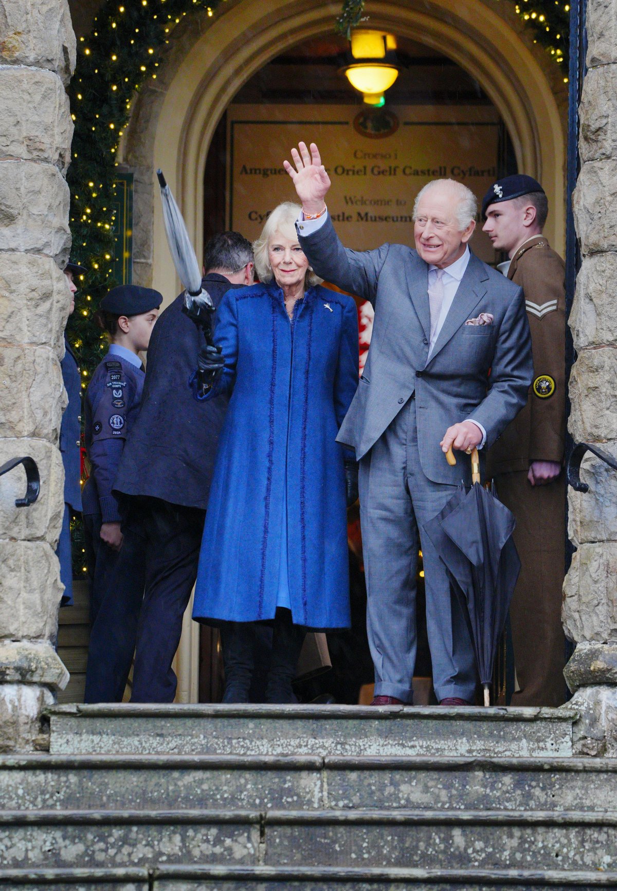 King Charles III and Queen Camilla visit Cyfarthfa Castle in South Wales for a celebratory reception marking the Castle's 200th anniversary and the King's 77th birthday on November 14, 2025 (Ben Birchall/PA Images/Alamy)