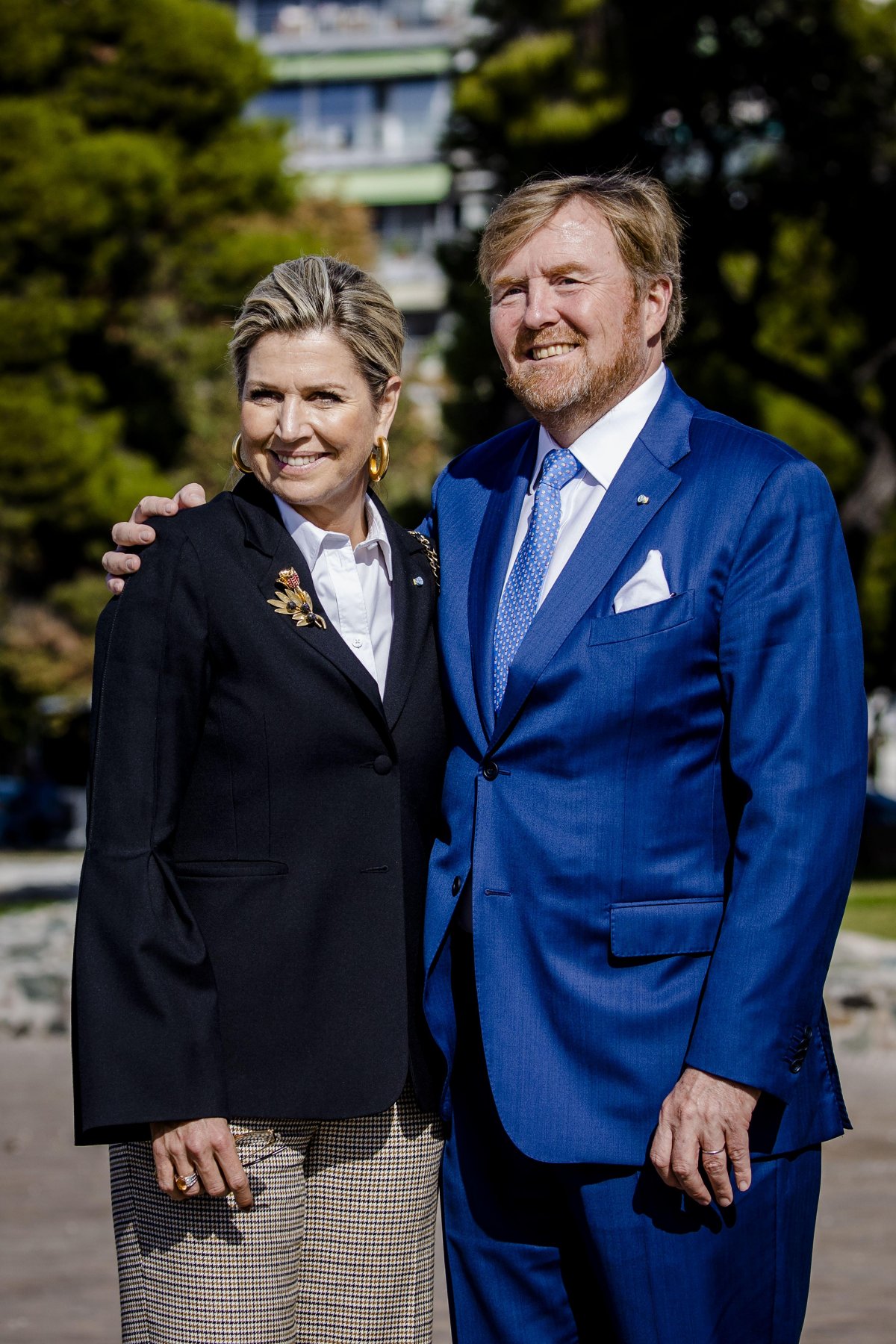 The King and Queen of the Netherlands visit the White Tower in Thessaloniki during their state visit to Greece on November 2, 2022 (SEM VAN DER WAL/ANP/Alamy)