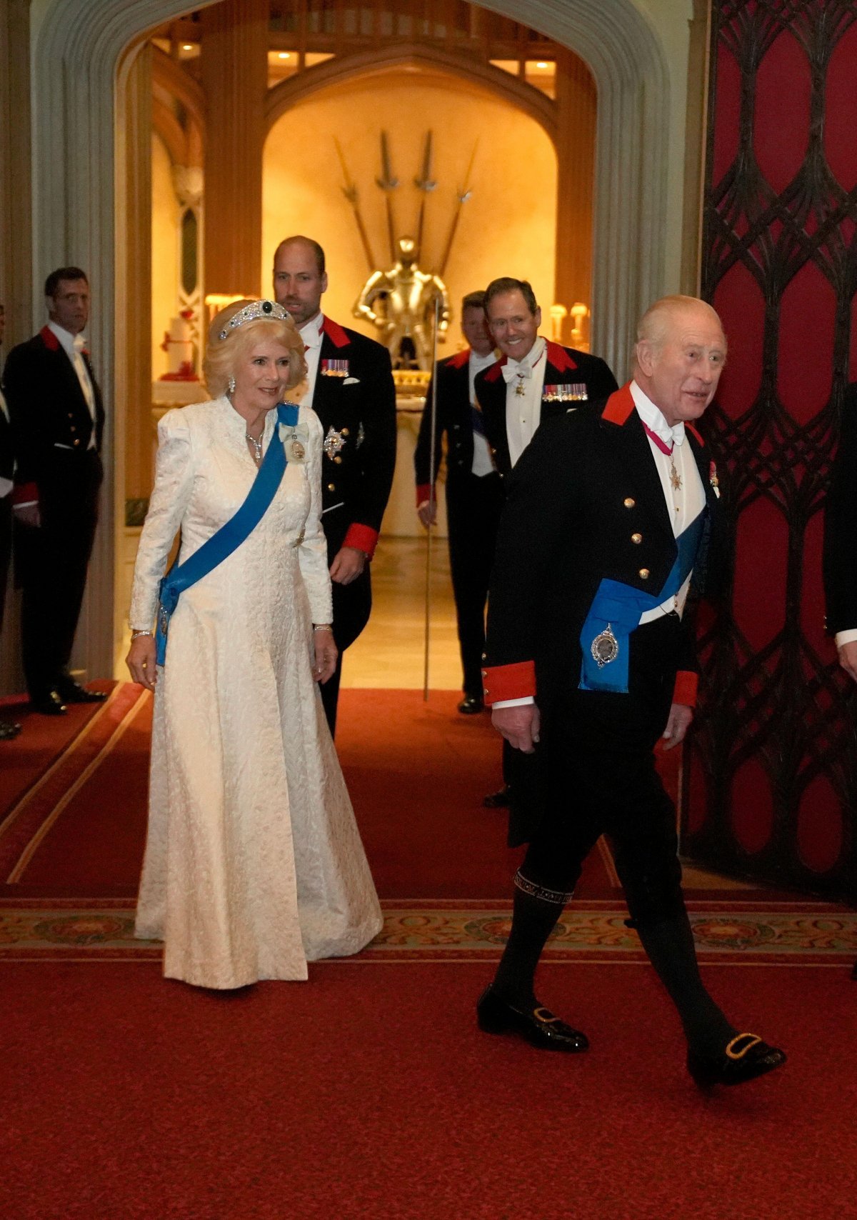The King and the Queen, with the Prince of Wales, host the annual Diplomatic Reception at Windsor Castle on November 18, 2025 (Andrew Matthews/PA Images/Alamy)
