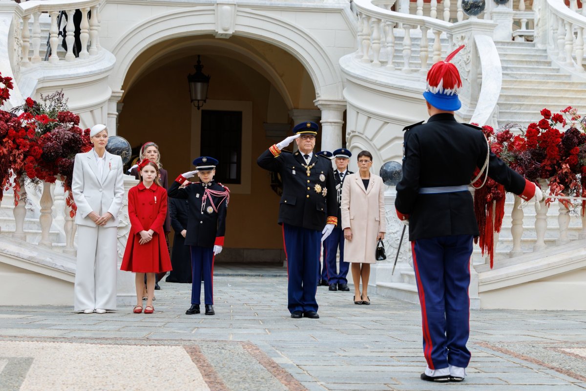 The Prince of Monaco presides over National Day ceremonies in the courtyard of the Palais Princier on November 19, 2025 (Palais Princier de Monaco)