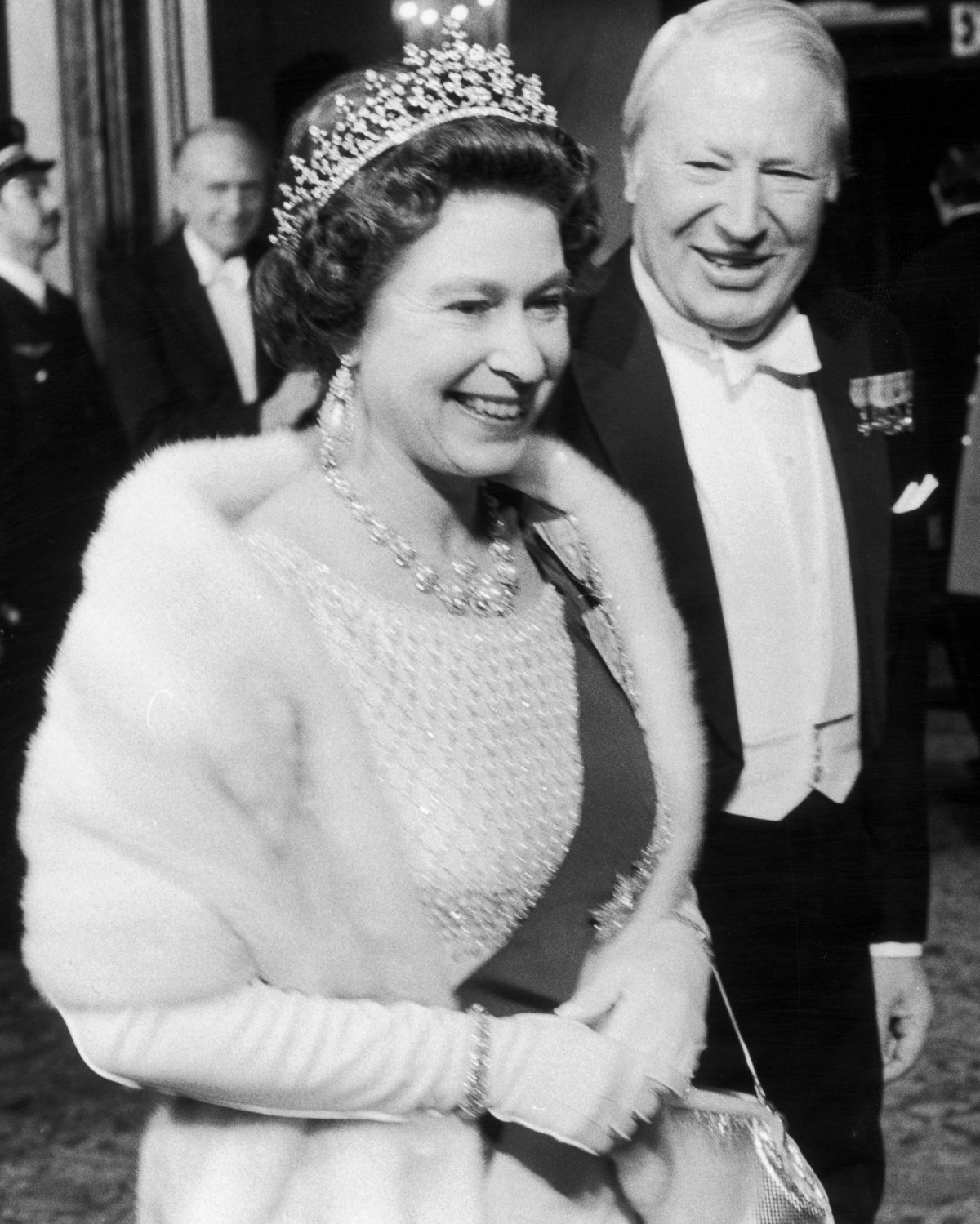 The Queen and the Duke of Edinburgh, with Prime Minister Edward Heath, arrive for the Fanfare for Europe gala at the Royal Opera House, Covent Garden on January 3, 1973 (Mirrorpix/Alamy)