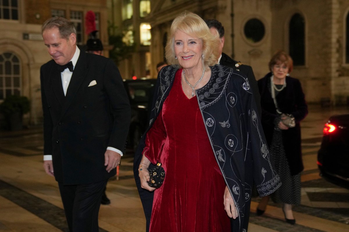 Queen Camilla attends the Rifles Awards Dinner at the Guildhall in London on November 27, 2025 (Kin Cheung/PA Images/Alamy)