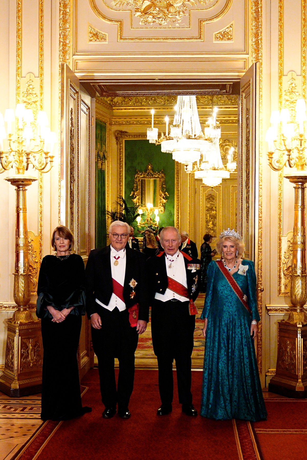 King Charles III and Queen Camilla host a state banquet for the visiting President of Germany at Windsor Castle on December 3, 2025 (Aaron Chown/PA Images/Alamy)