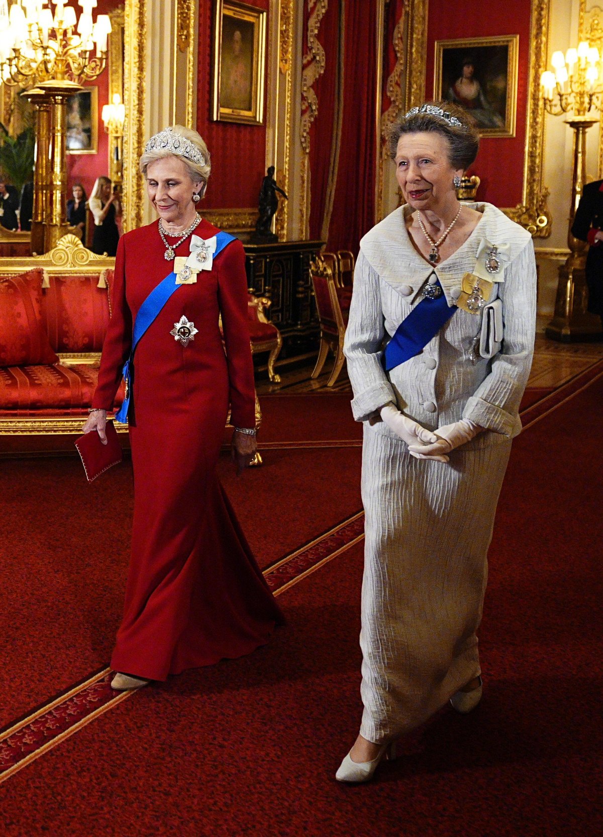 The Duchess of Gloucester and the Princess Royal attend a state banquet for the visiting President of Germany at Windsor Castle on December 3, 2025 (Aaron Chown/PA Images/Alamy)