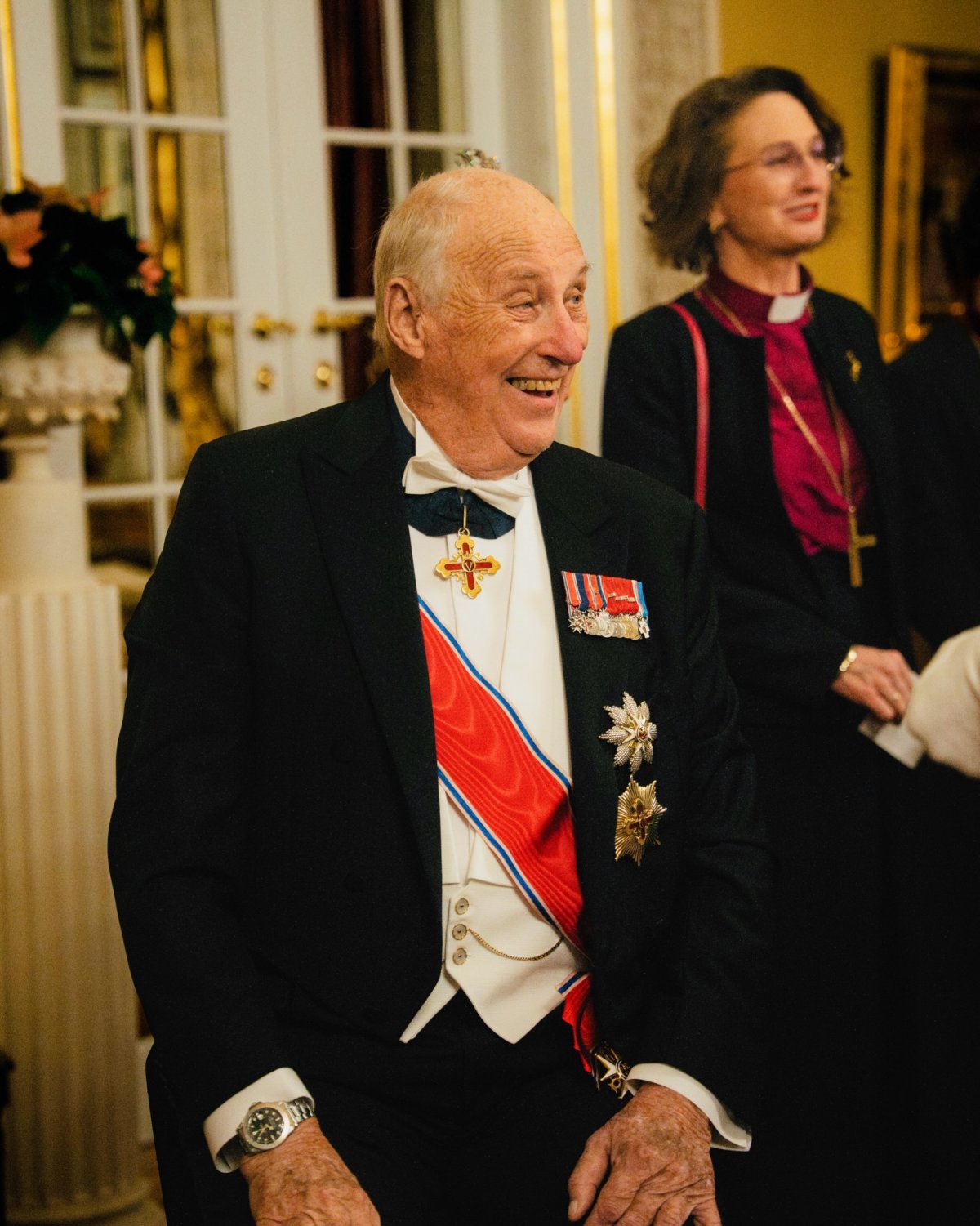 The King and Queen of Norway, with the Crown Prince, host a dinner for Norway's bishops at the Royal Palace in Oslo on December 4, 2025 (Kongehuset Norge)