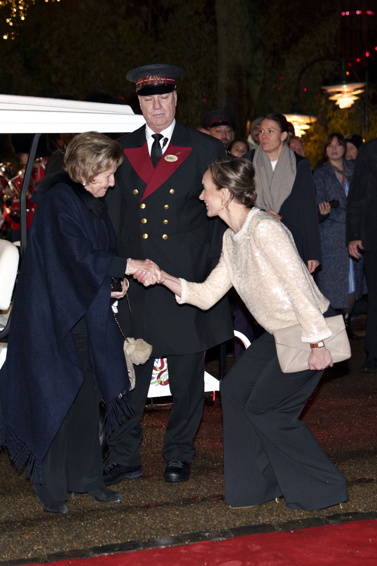 The Queen of Norway arrives for a performance of this year's Christmas ballet, the Snow Queen, at the Tivoli's Concert Hall on November 27, 2025 (Keld Navntoft/Tivoli Gardens)