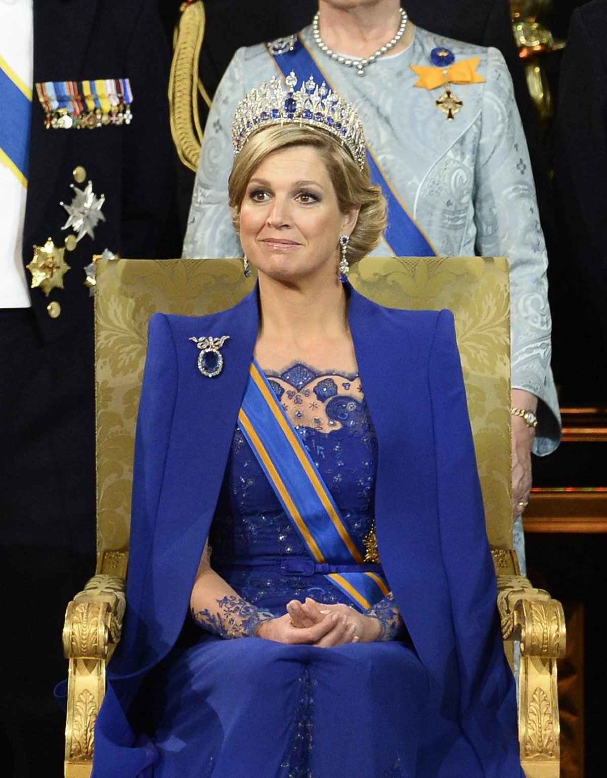 Queen Maxima of the Netherlands attends the inauguration of her husband, King Willem-Alexander, in Amsterdam on April 30, 2013 (WENN/Alamy)
