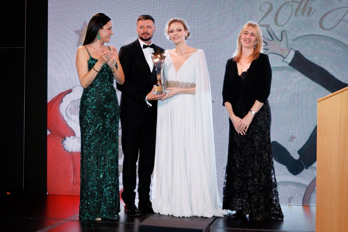 The Prince and Princess of Monaco attend the Bal de Noël at the Hôtel de Paris in Monte Carlo on December 12, 2025 (Michaël Alesi/Palais Princier de Monaco)