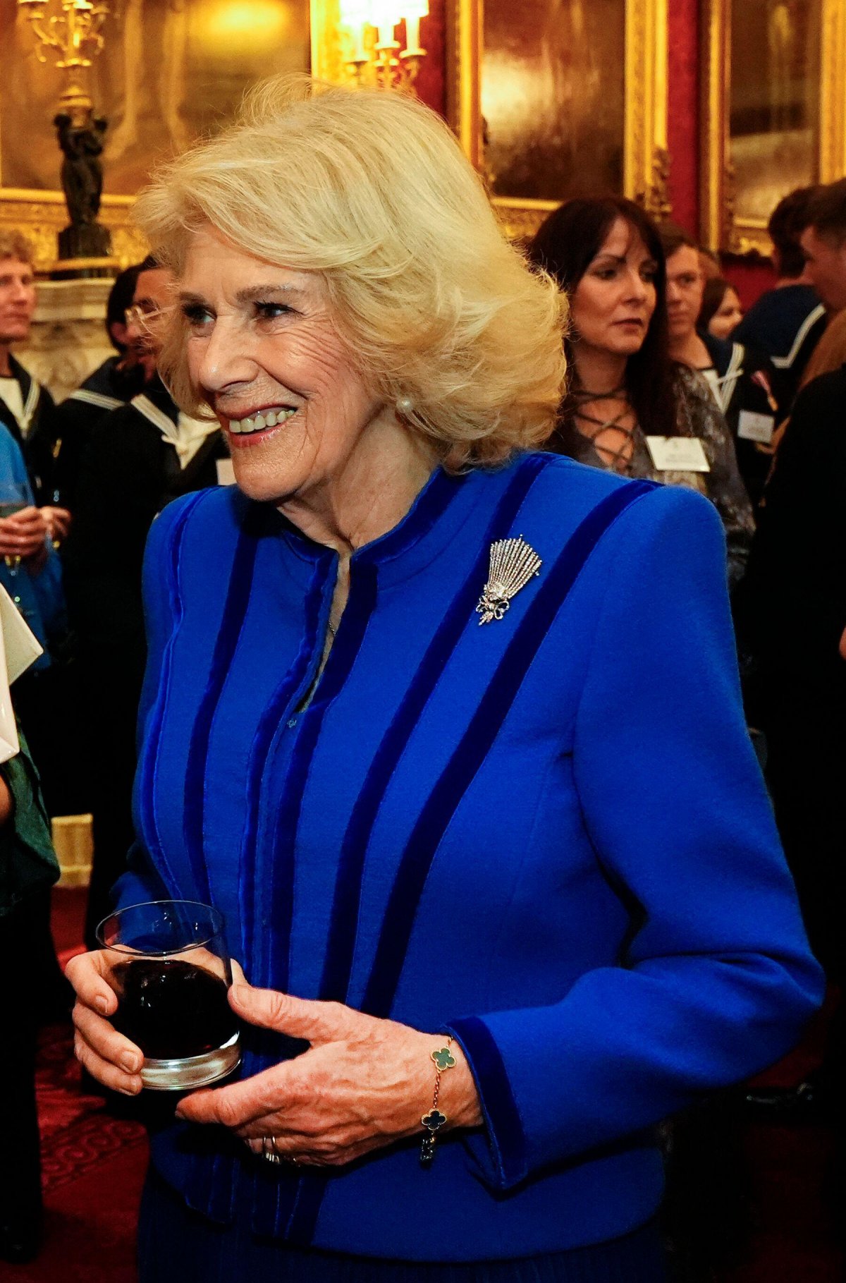 Queen Camilla hosts a reception at St. James's Palace to celebrate the return of HMS Prince of Wales after its recent deployment on December 18, 2025 (Aaron Chown/PA Images/Alamy)