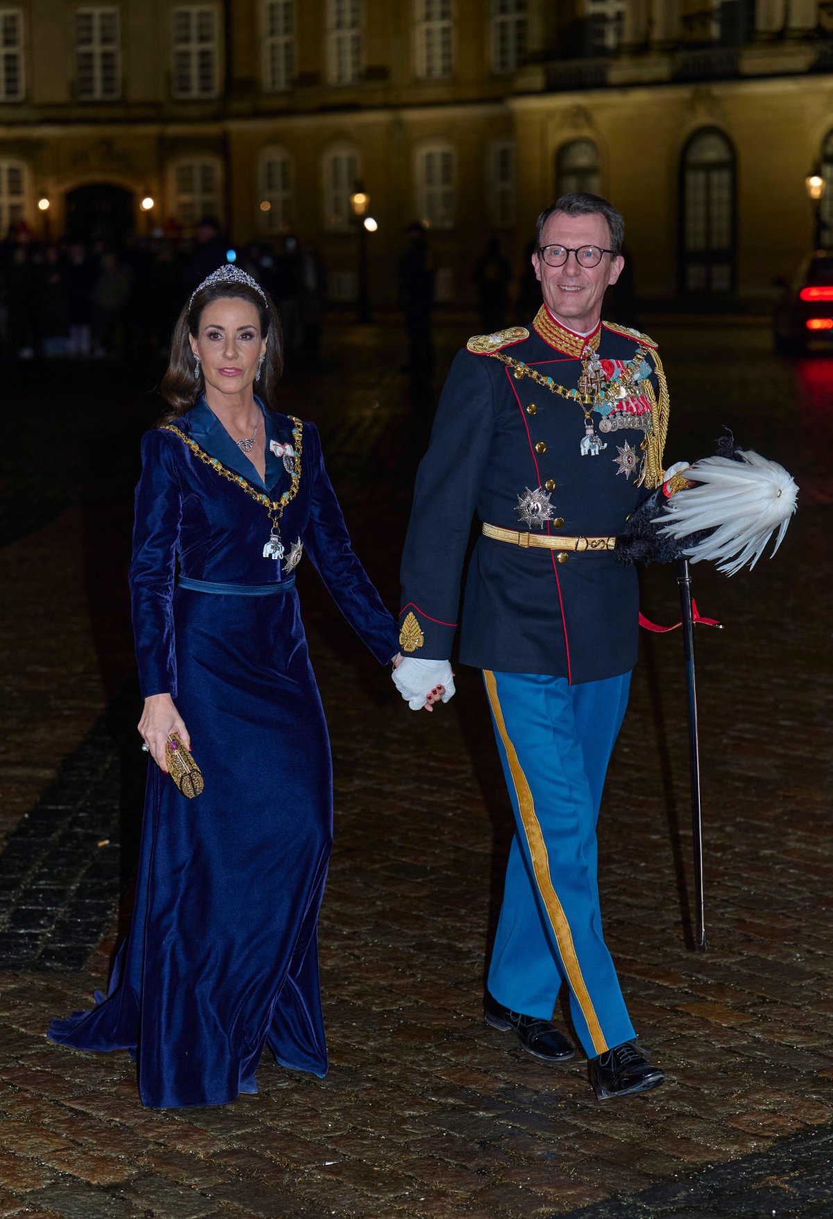 Prince Joachim and Princess Marie of Denmark attend the New Year's Levee at Amalienborg Palace in Copenhagen on January 1, 2025 (Stefan Lindblom/TT News Agency/Alamy)