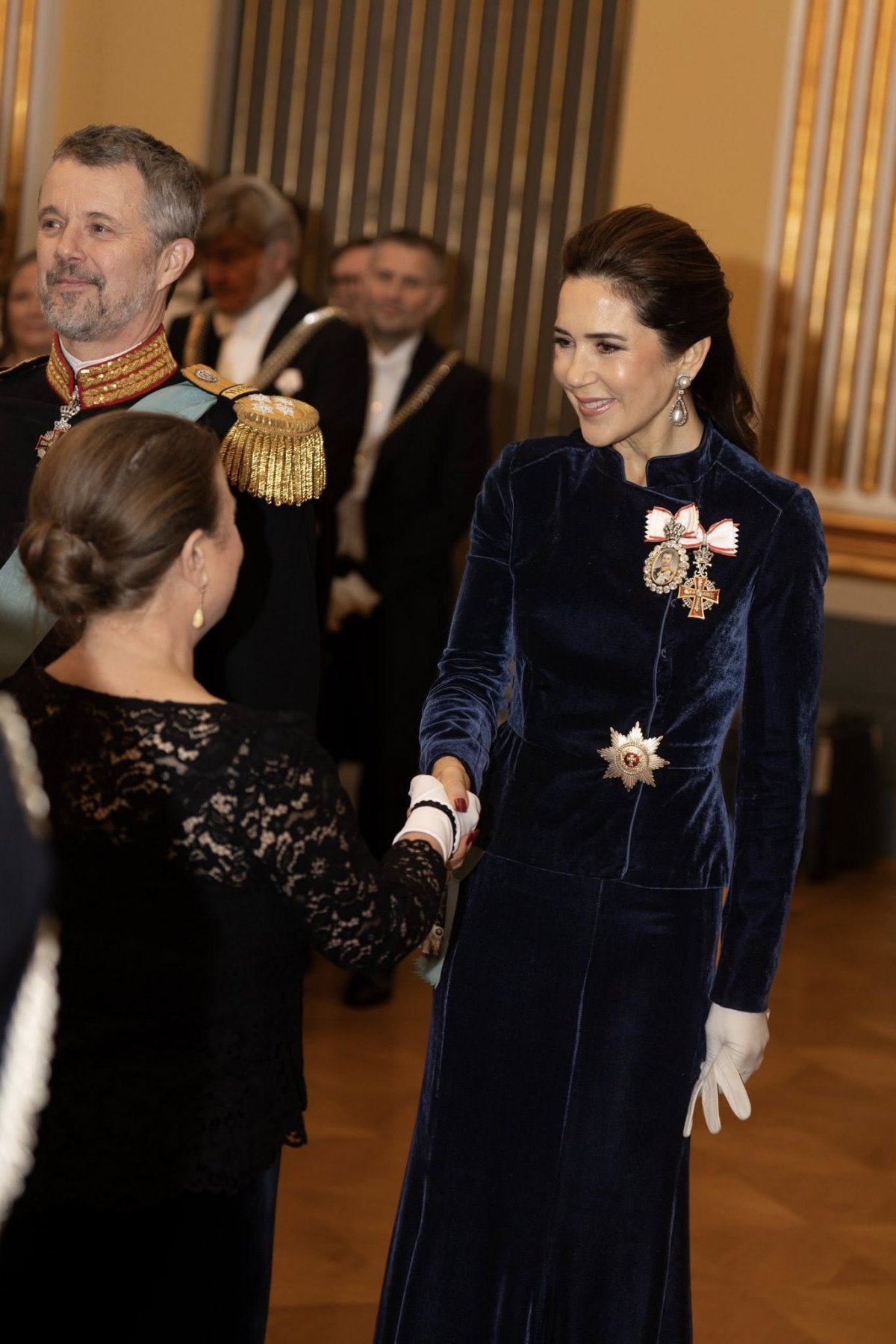 The King and Queen of Denmark attend a New Year Levee for the judges of the Supreme Court, the officer corps of the Royal Lifeguards and the Guards Regiment, and mayors and regional councilors from all over the country at Amalienborg in Copenhagen on January 5, 2026 (Kongehuset)