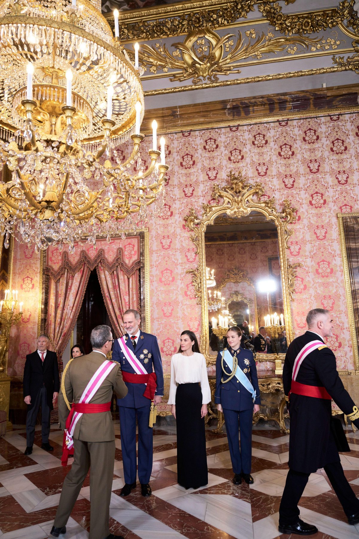 The King and Queen of Spain, with the Princess of Asturias, take part in the Pascua Militar ceremonies at the Royal Palace in Madrid on January 6, 2026 (Jack Abuin/Zuma Press/Alamy)