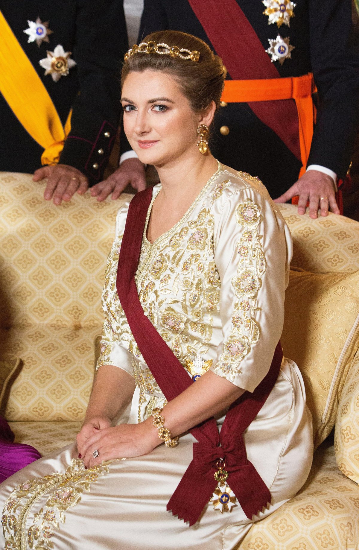 The Hereditary Grand Duchess of Luxembourg attends a state banquet in honor of the King and Queen of the Belgians at the Grand Ducal Palace on October 15, 2019 (Albert Ph van der Werf/DPA Picture Alliance/Alamy)