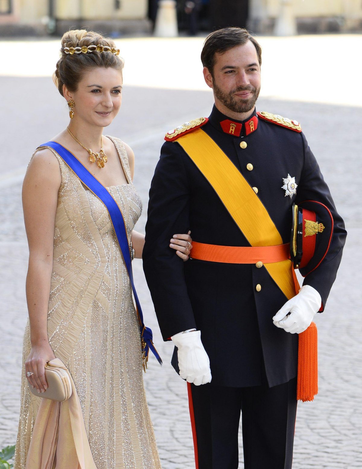 The Hereditary Grand Duke and Hereditary Grand Duchess of Luxembourg attend the wedding of Princess Madeleine of Sweden and Christopher O'Neill in Stockholm on June 8, 2013 (Suvad Mrkonjic/TT News Agency/Alamy)
