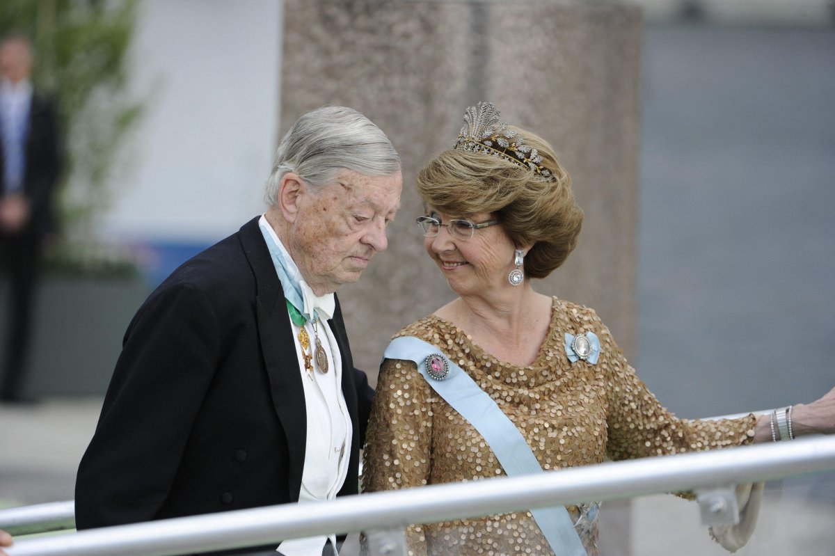 Princess Désirée and Baron Niclas Silfverschiöld attend the wedding of Princess Madeleine and Christopher O'Neill in Stockholm on June 8, 2013 (Adam Ihse/TT News Agency/Alamy)