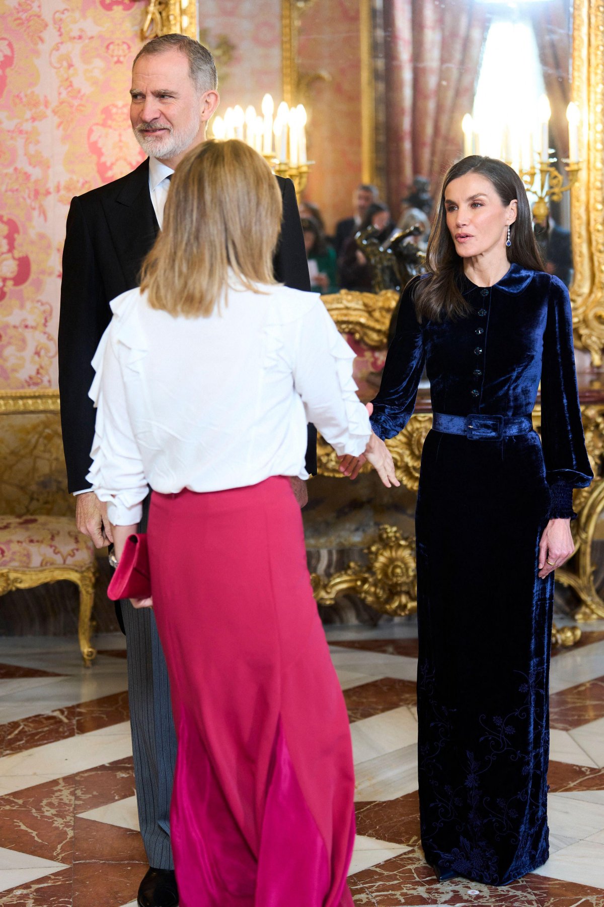 The King and Queen of Spain host a reception for the diplomatic corps at the Royal Palace in Madrid on January 23, 2026 (Jack Abuin/Zuma Press/Alamy)