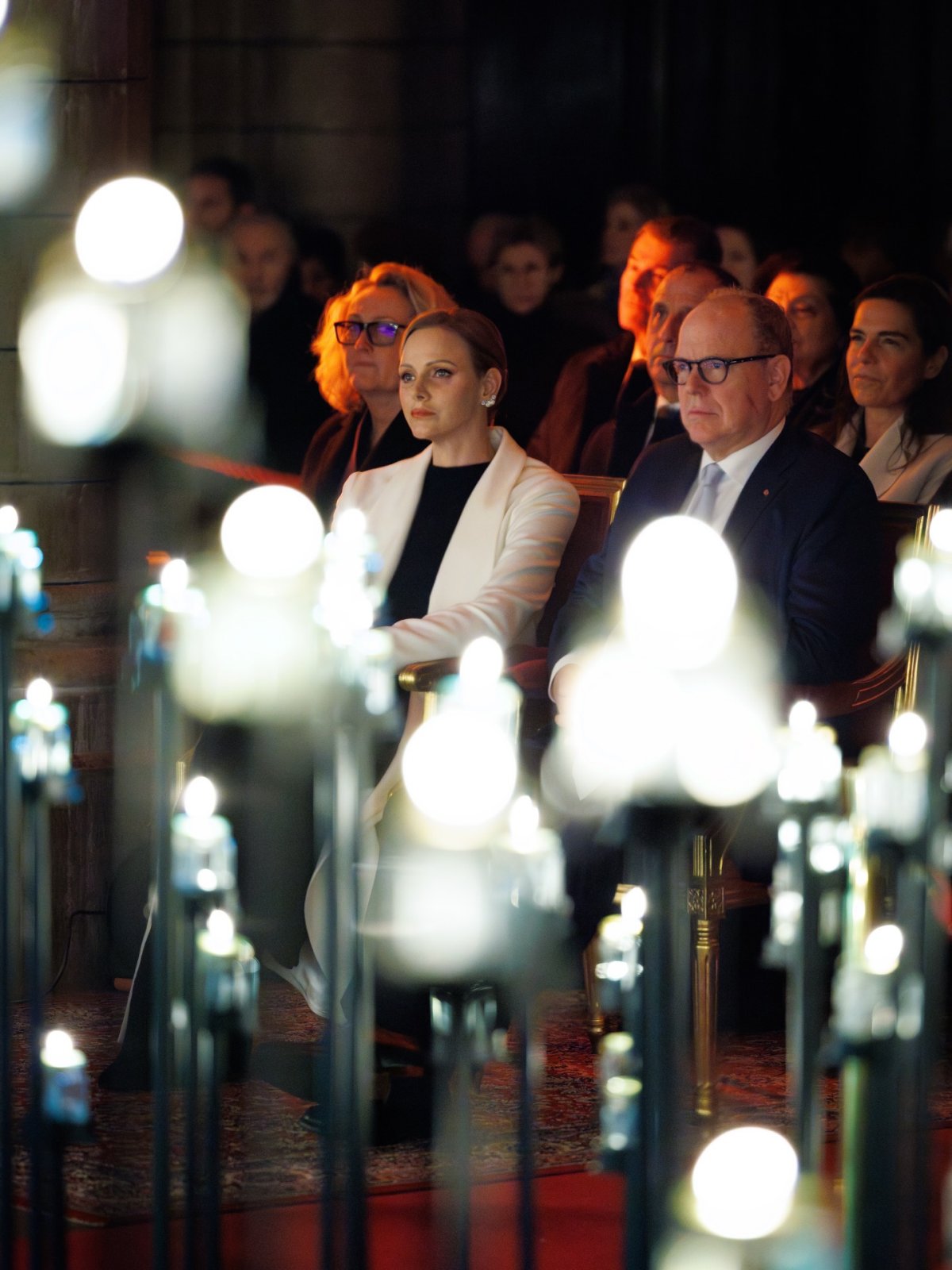 The Prince and Princess of Monaco attend a candlelit concert at the Cathedral of Monaco on the Feast of Sainte Dévote on January 27, 2026 (Michaël Alesi/Palais Princier de Monaco)