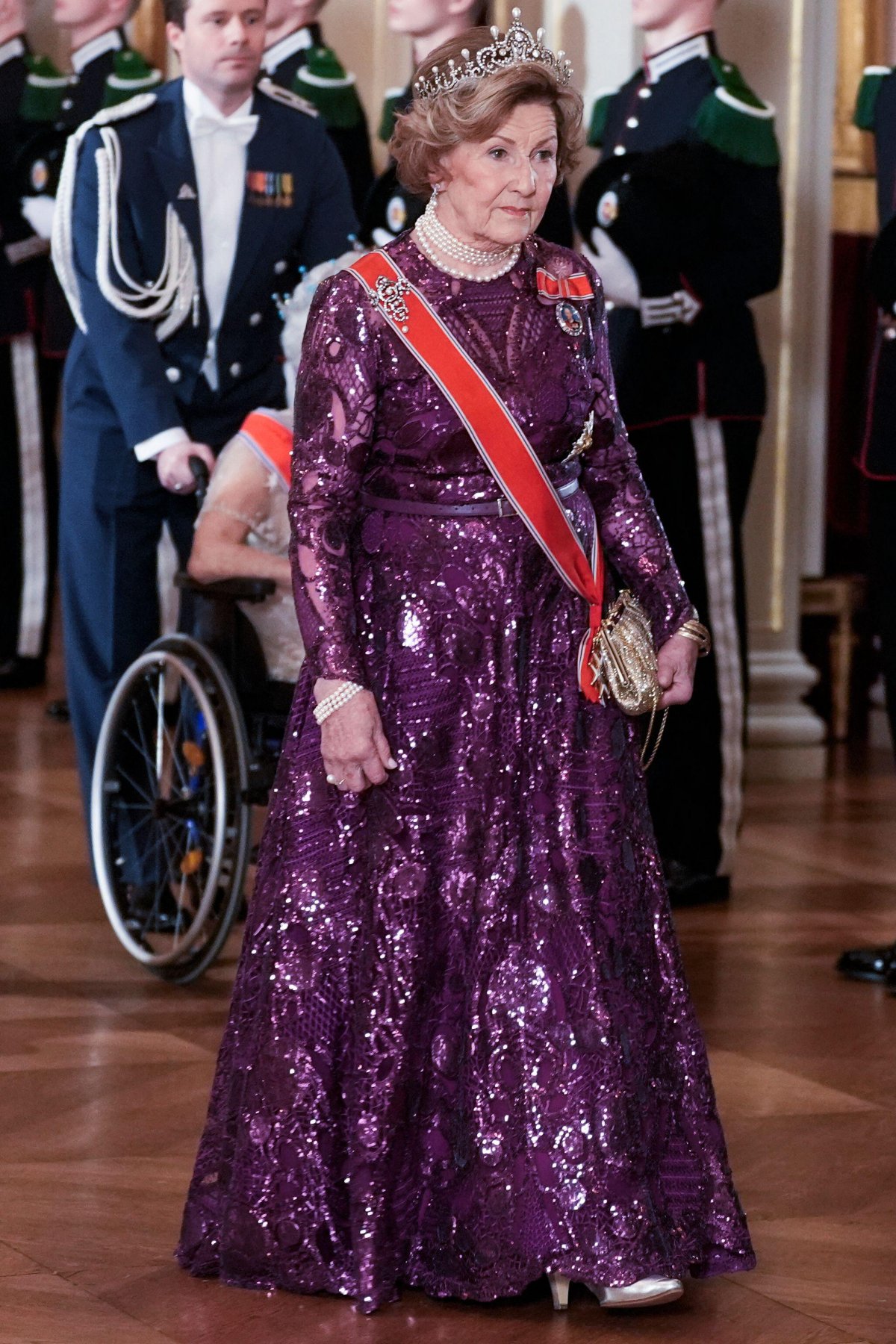 The King and Queen of Norway, with Crown Prince Haakon and Princess Astrid, host a gala dinner for the diplomatic corps at the Royal Palace in Oslo on January 29, 2026 (Terje Pedersen/NTB/Alamy)