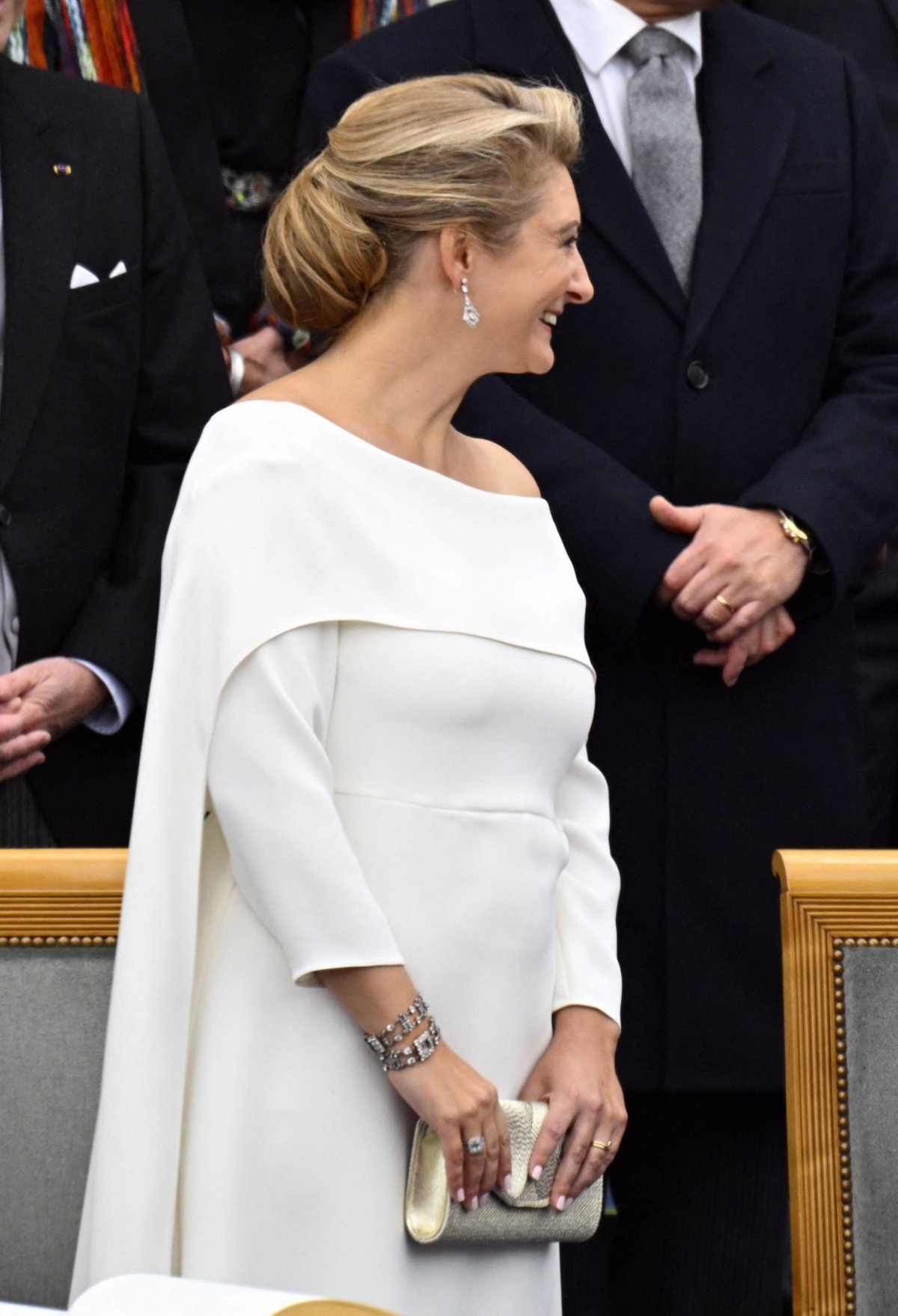 The Grand Duchess of Luxembourg is pictured on the day of her husband's accession to the throne, October 3, 2025 (Eric Lalmand/Belga News Agency/Alamy)