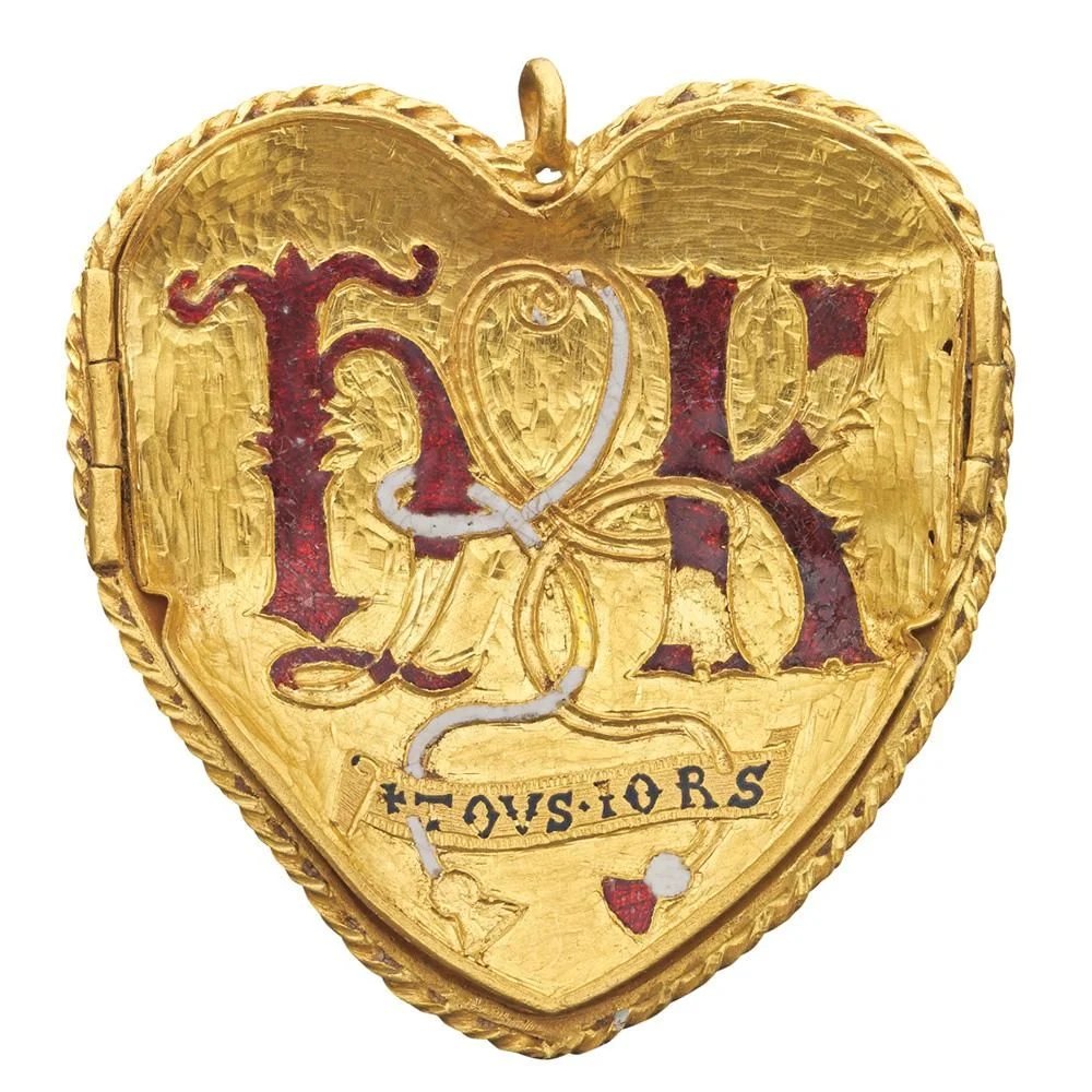 The Tudor Heart, a spectacular gold pendant linked to King Henry VIII & Katherine of Aragon, rediscovered by a metal detectorist in Warwickshire in 2019 (Birmingham Museums Trust)
