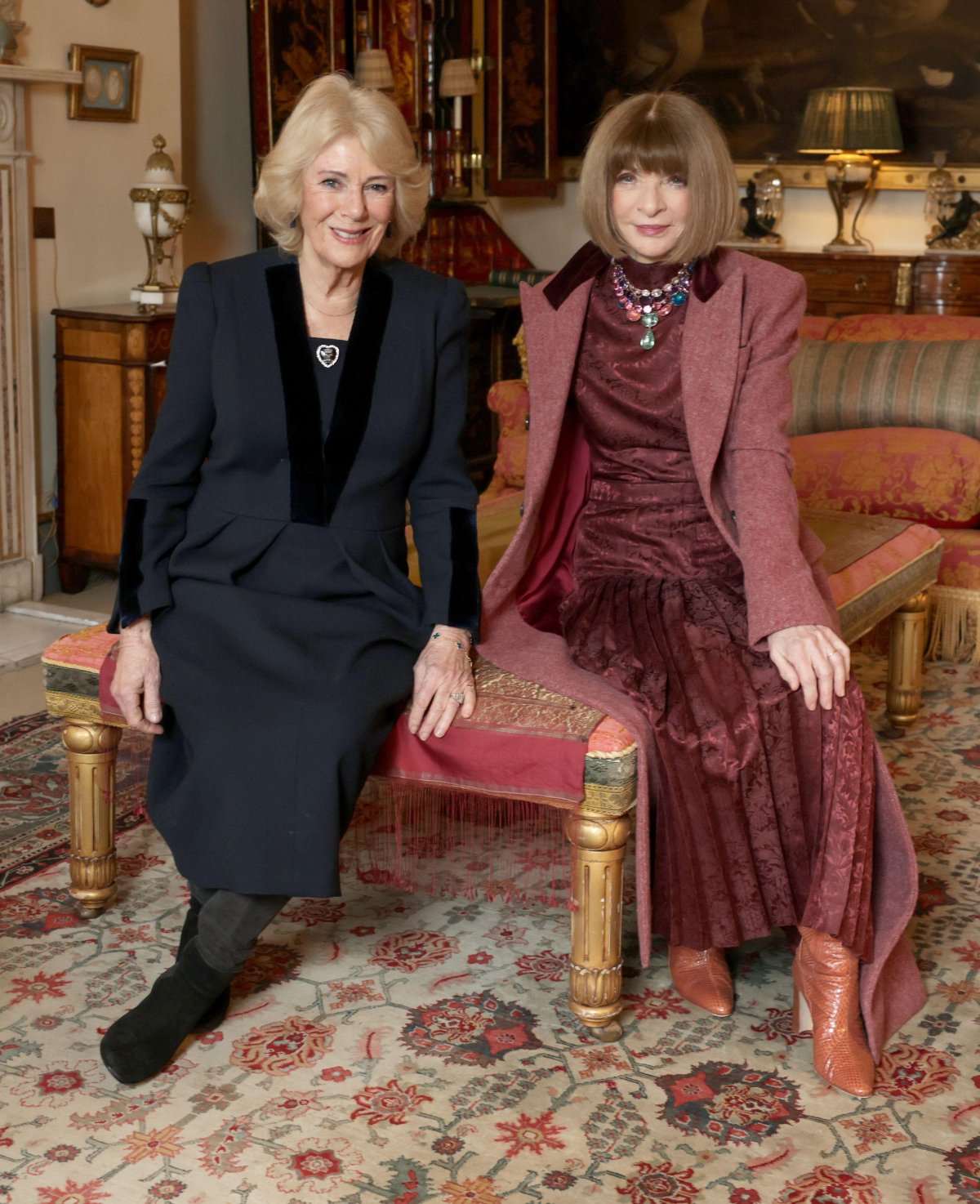 Queen Camilla and Dame Anna Wintour are pictured during an audience at Clarence House in London on February 19, 2026 (Chris Jackson/PA Images/Alamy)