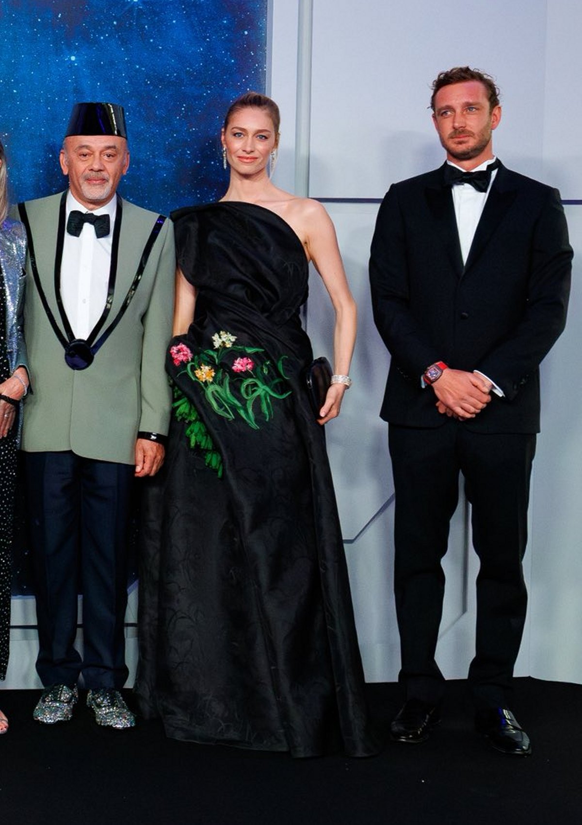 Pierre and Beatrice Casiraghi, with Christian Louboutin, attend the Bal de Rose on March 21, 2026 (Michaël Alesi/Palais Princier de Monaco)