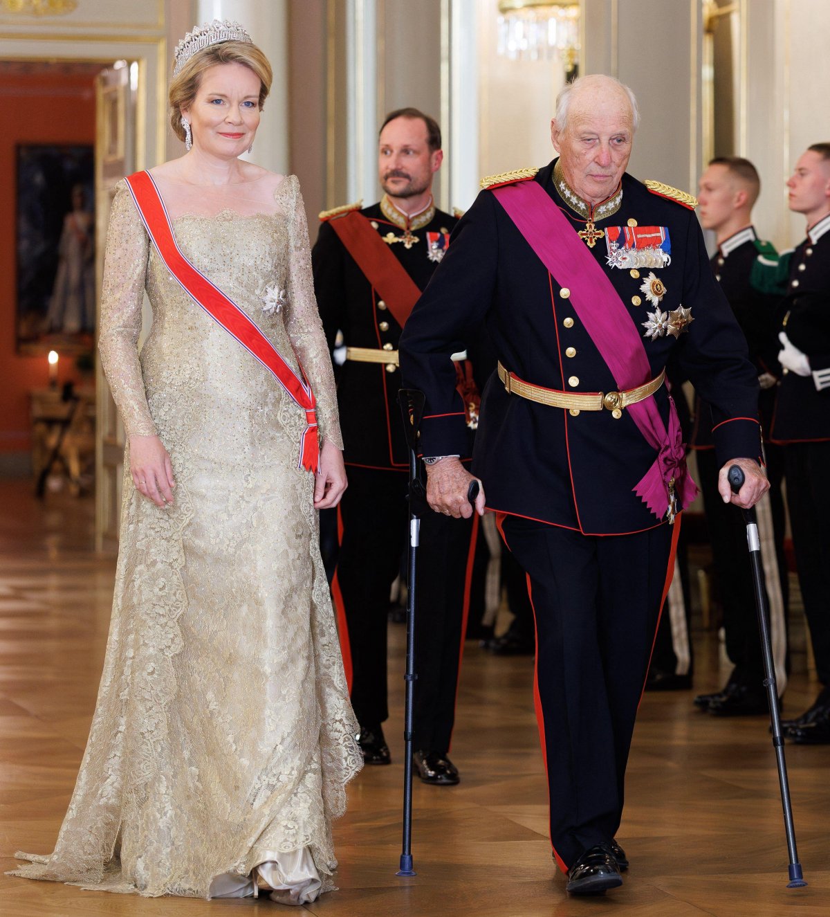 The King and Queen of Norway host a state banquet for the visiting King and Queen of the Belgians at the Royal Palace in Oslo on March 24, 2026 (BENOIT DOPPAGNE/Belga News Agency/Alamy)