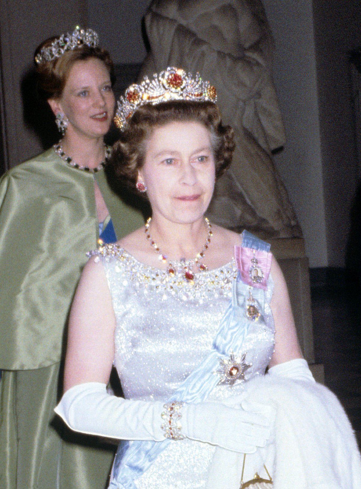 Queen Margrethe II and Prince Henrik of Denmark host a state banquet in honor of Queen Elizabeth II and Prince Philip of the United Kingdom at Christiansborg Palace in Copenhagen on May 16, 1979 (PA Images/Alamy)
