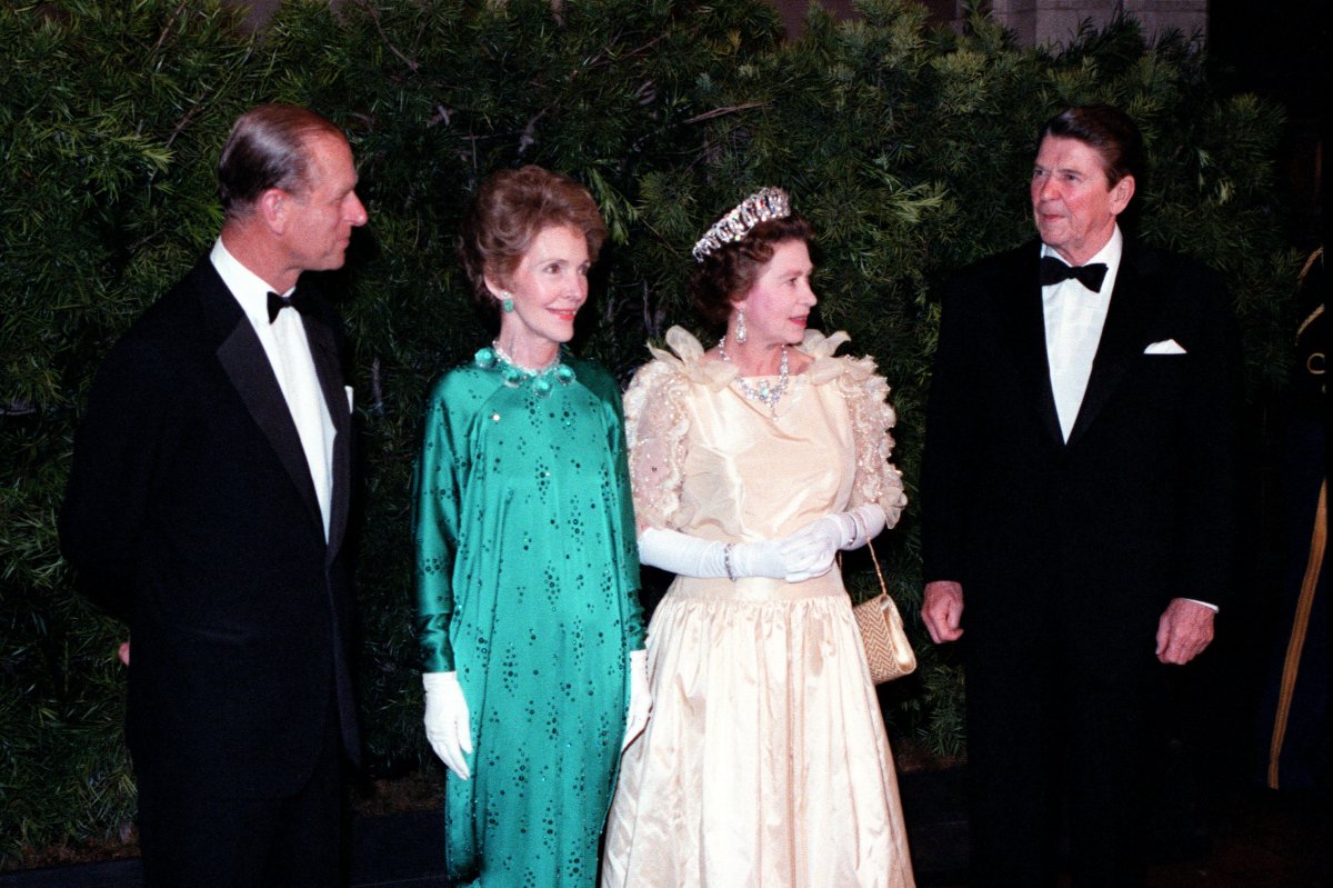 Queen Elizabeth II and the Duke of Edinburgh attend a dinner at the M.H. de Young Memorial Museum in San Francisco during their American state visit on March 3, 1983 (National Archives and Records Administration)
