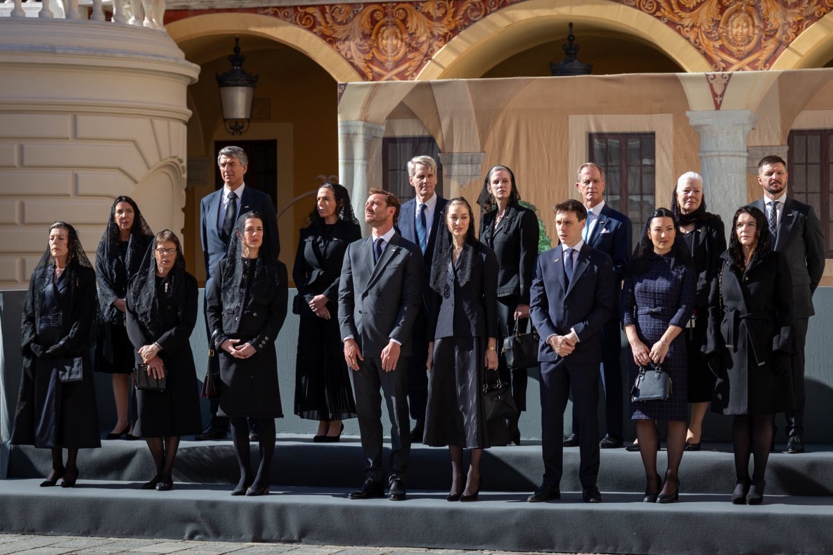 The Prince and Princess of Monaco host Pope Leo XIV during his visit to the principality on March 28, 2026 (Palais Princier de Monaco)