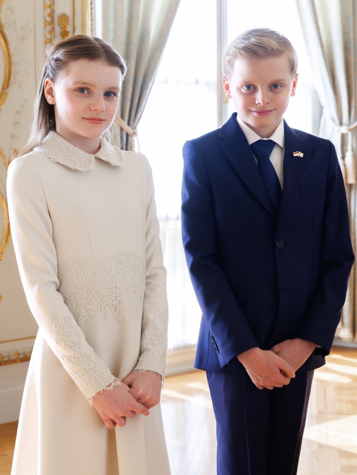 The Prince and Princess of Monaco host Pope Leo XIV during his visit to the principality on March 28, 2026 (Palais Princier de Monaco)
