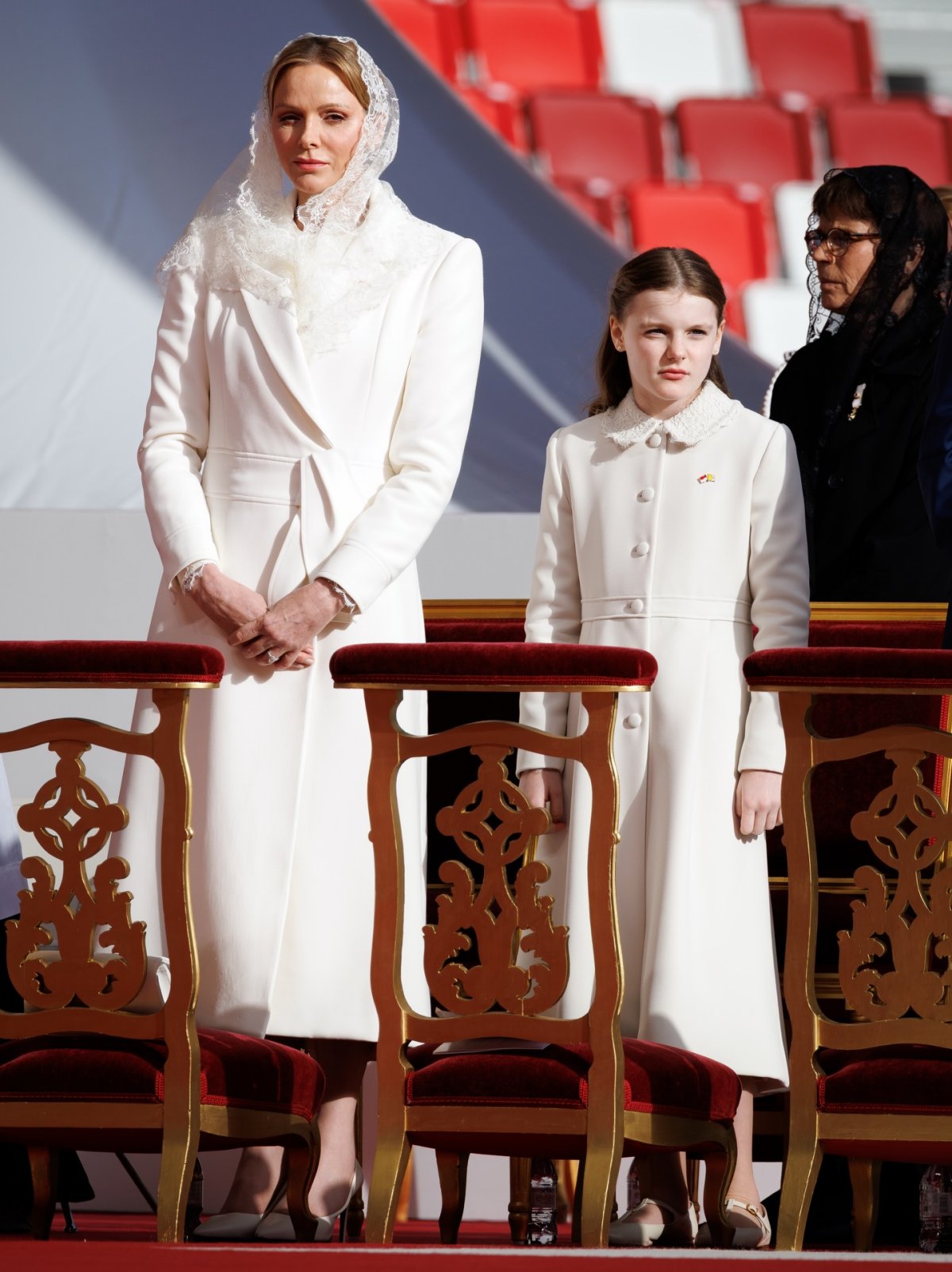 The Prince and Princess of Monaco host Pope Leo XIV during his visit to the principality on March 28, 2026 (Palais Princier de Monaco)