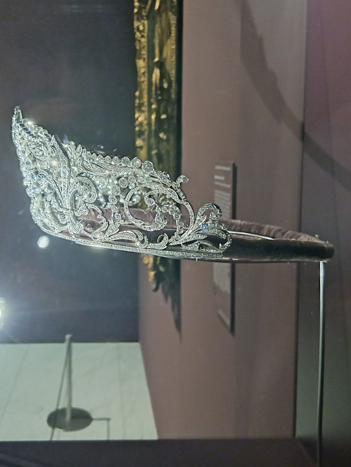 Queen Victoria Eugenie's diamond fleur-de-lis tiara is displayed as part of the "Victoria Eugenia" exhibition at the Royal Collections Gallery in Madrid on April 1, 2026 (Photograph generously shared by reader Christopher)