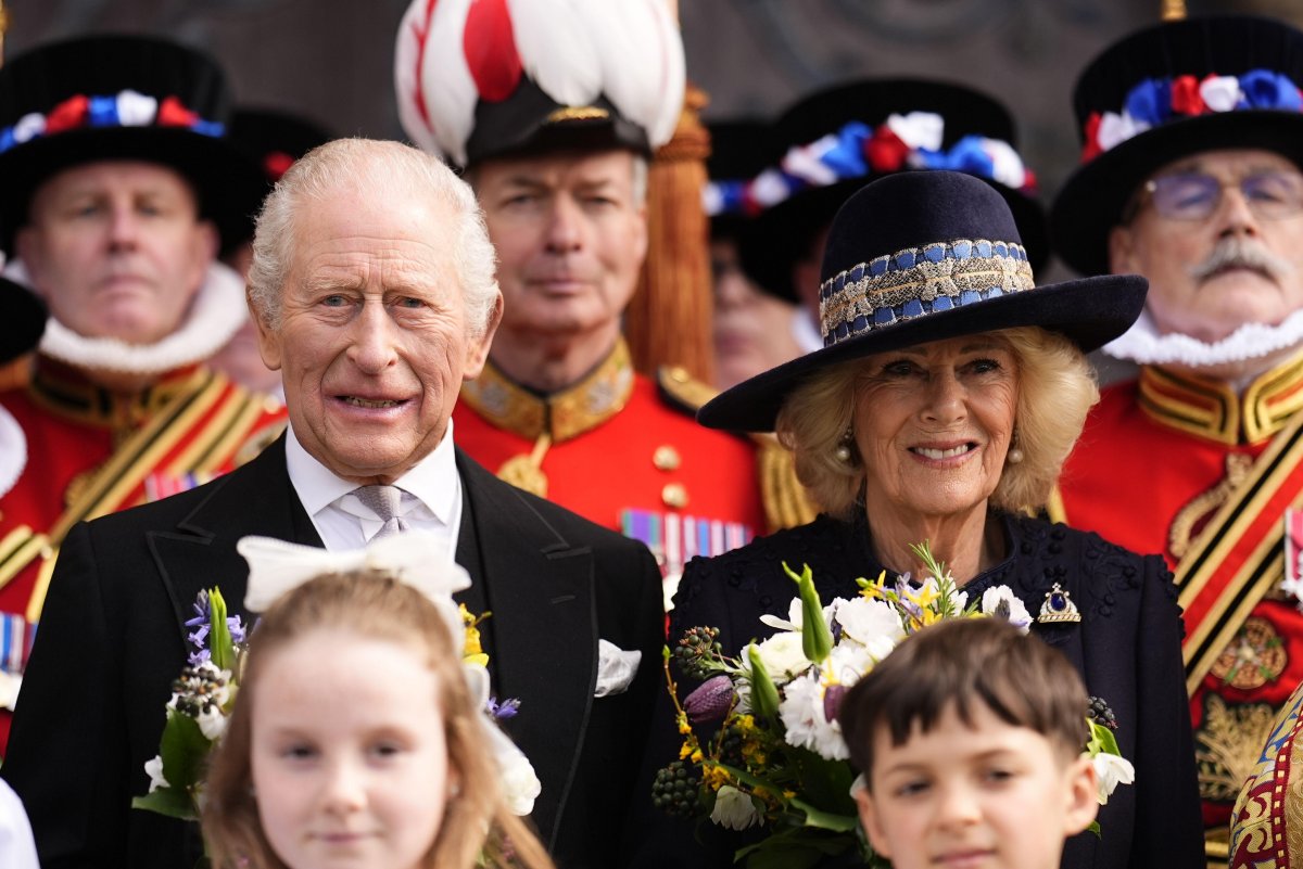 King Charles III and Queen Camilla attend the Royal Maundy service at St. Asaph Cathedral in North Wales on April 2, 2026 (Aaron Chown/PA Images/Alamy)