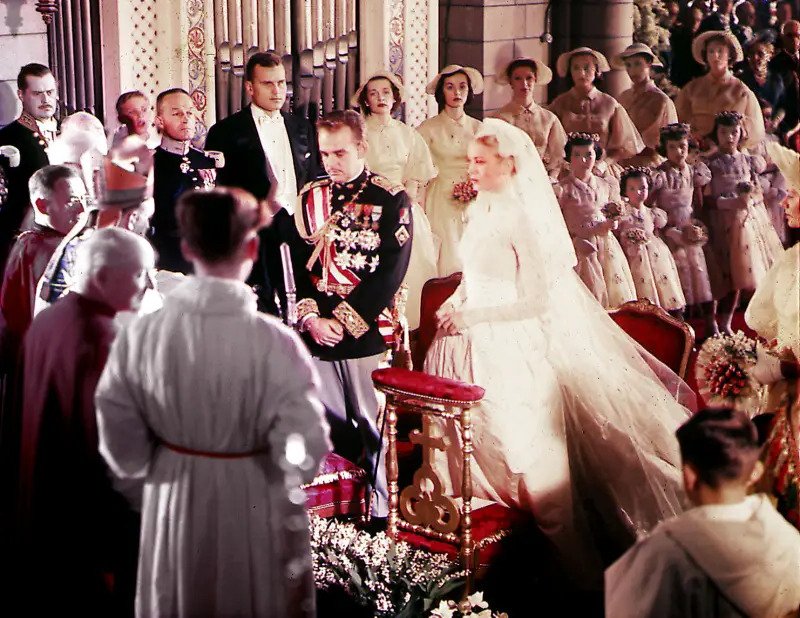 Prince Rainier III and Princess Grace of Monaco are married in the Cathedral of Our Lady Immaculate on April 19, 1956 (Associated Press)