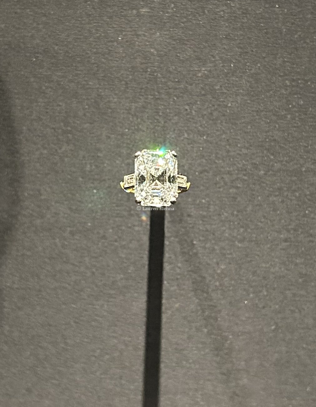 Princess Grace's diamond engagement ring is displayed in the Cartier exhibition at the V&A in London, April 2025 (© Lauren Kiehna)