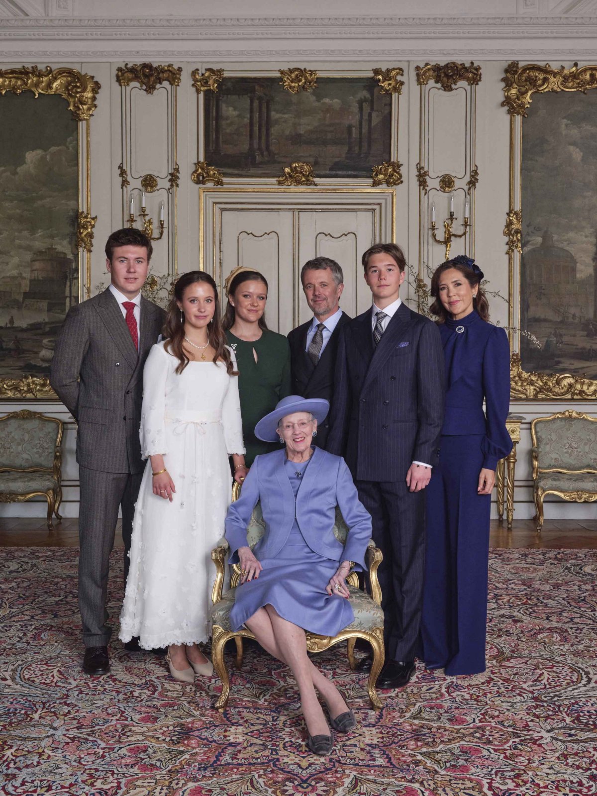 Prince Vincent and Princess Josephine of Denmark pose for official confirmation portraits in the Garden Hall at Fredensborg Palace on April 18, 2026 (Karen Rosetzsky/Kongehuset)