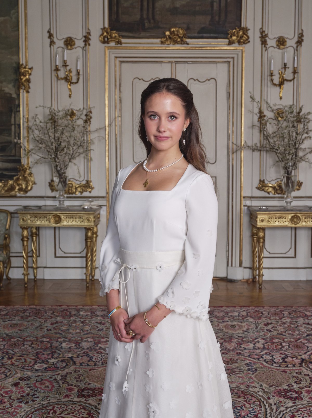 Prince Vincent and Princess Josephine of Denmark pose for official confirmation portraits in the Garden Hall at Fredensborg Palace on April 18, 2026 (Karen Rosetzsky/Kongehuset)