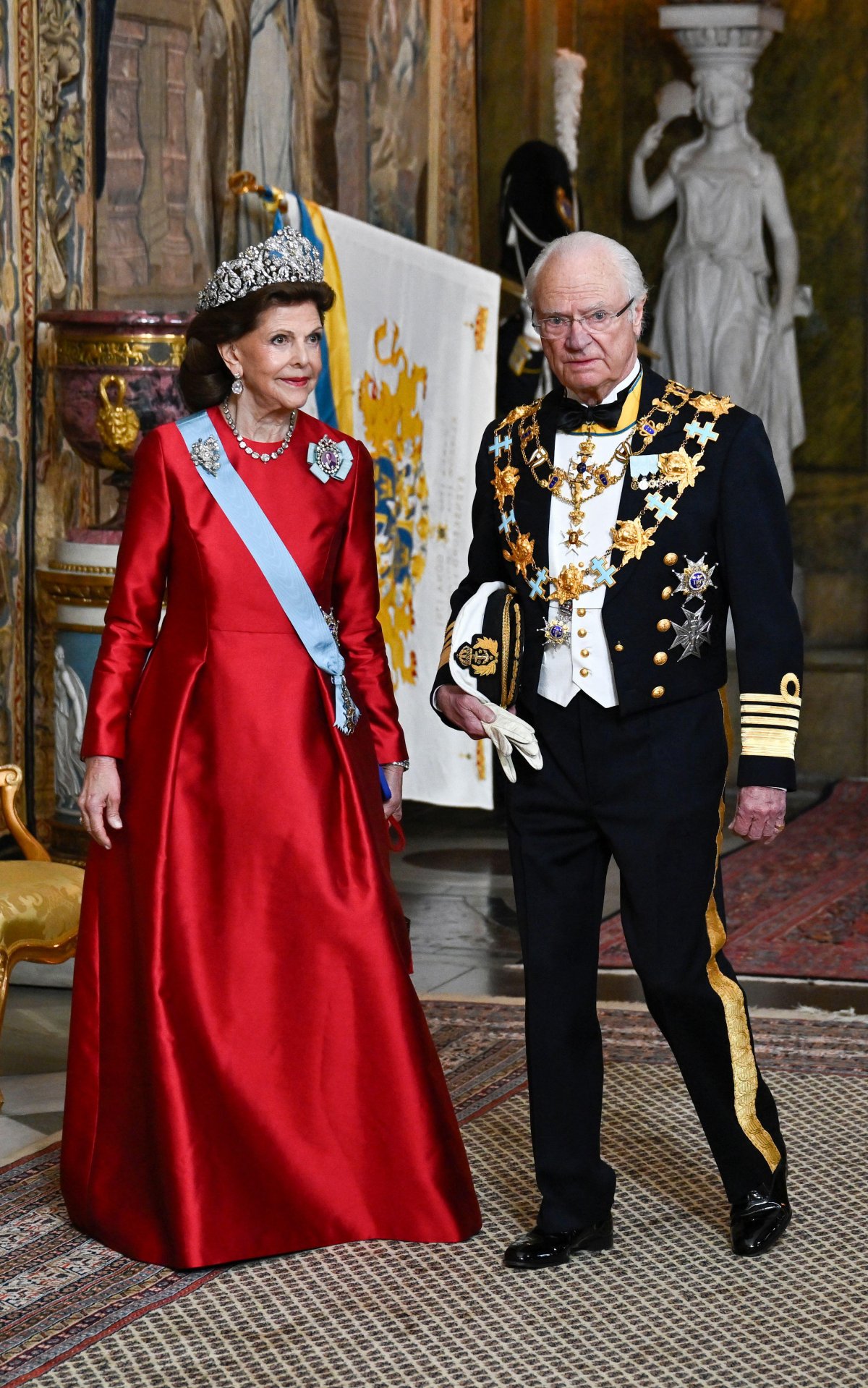 Royals attend a gala dinner celebrating the 80th birthday of the King of Sweden at the Royal Palace in Stockholm on April 30, 2026 (Pontus Lundahl/TT News Agency)