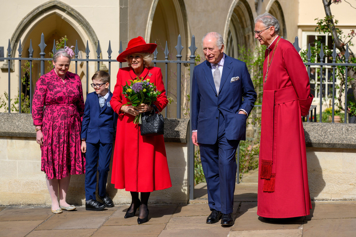 King Charles III and Queen Camilla attend an Easter Sunday service at St. George's Chapel, Windsor on April 5, 2026 (Raymond Tang/Alamy)