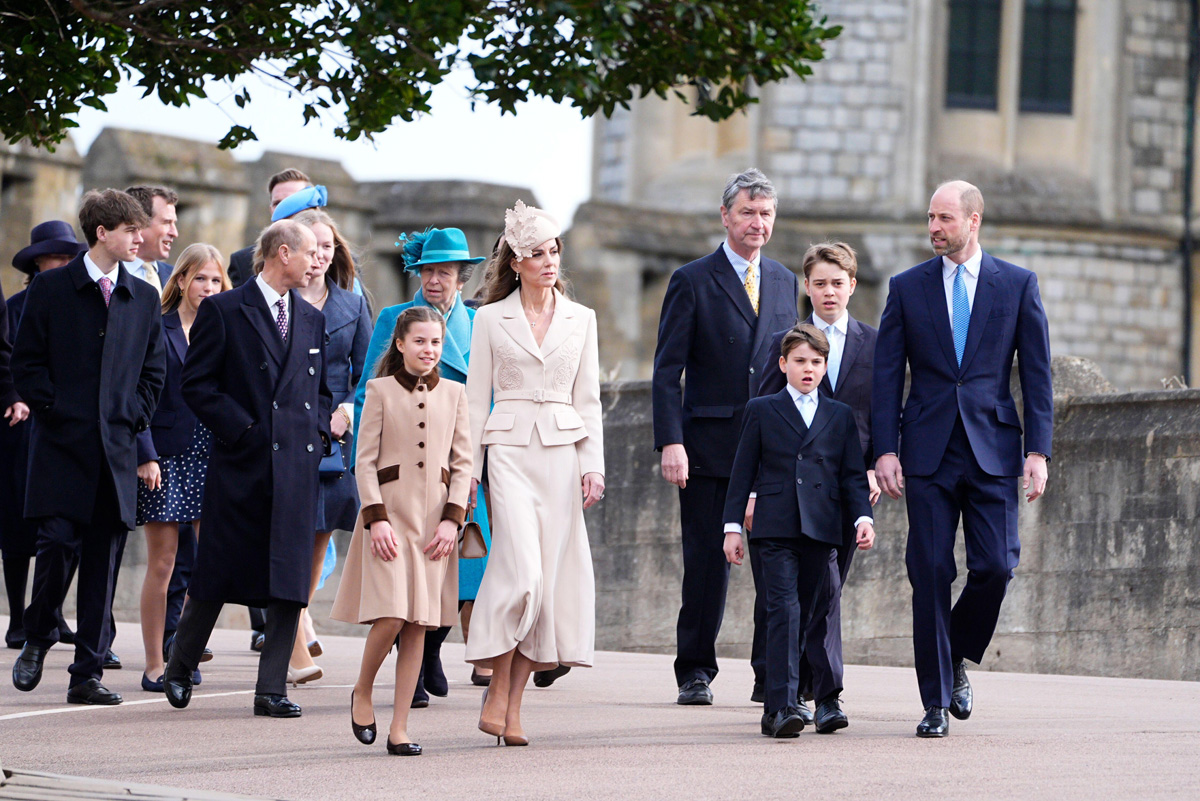 Members of the British royal family attend an Easter Sunday service at St. George's Chapel, Windsor on April 5, 2026 (Aaron Chown/PA Images/Alamy)