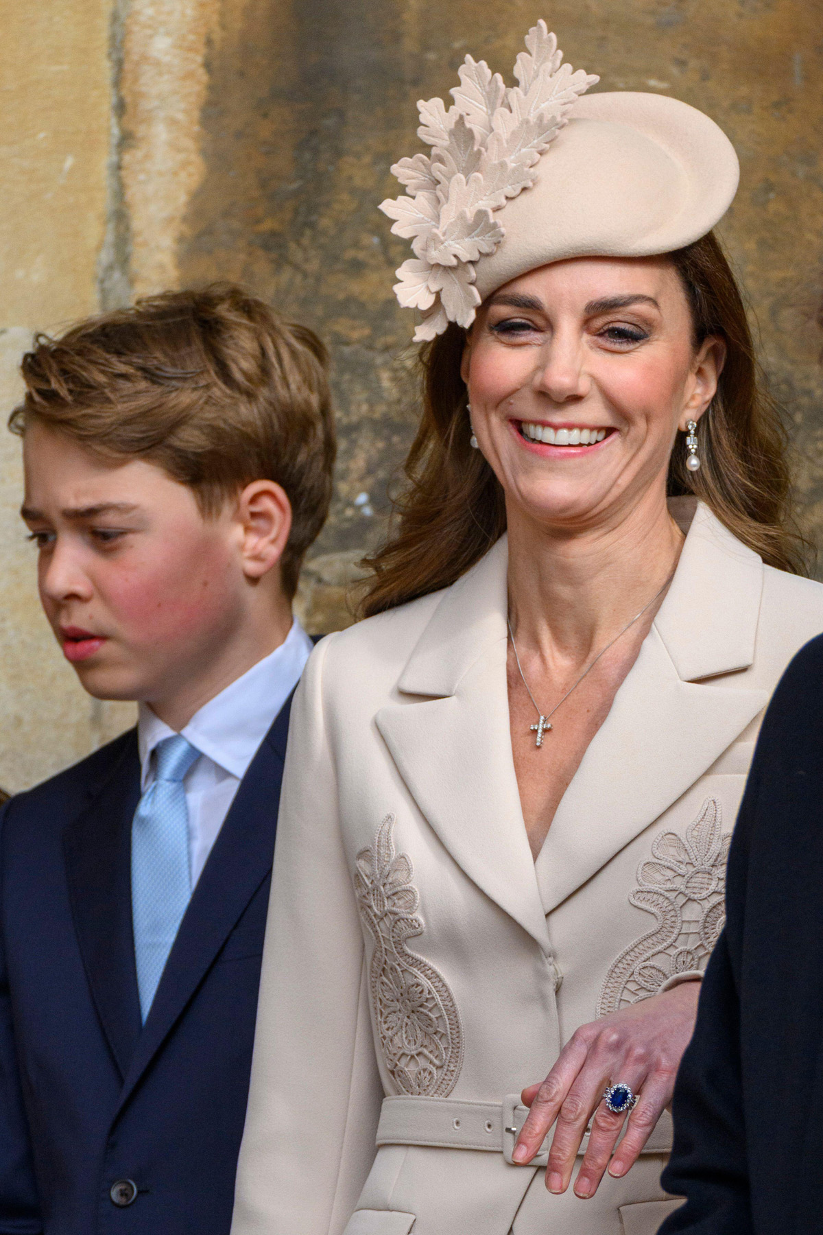 The Princess of Wales, with Prince George, attends an Easter Sunday service at St. George's Chapel, Windsor on April 5, 2026 (Raymond Tang/Alamy)
