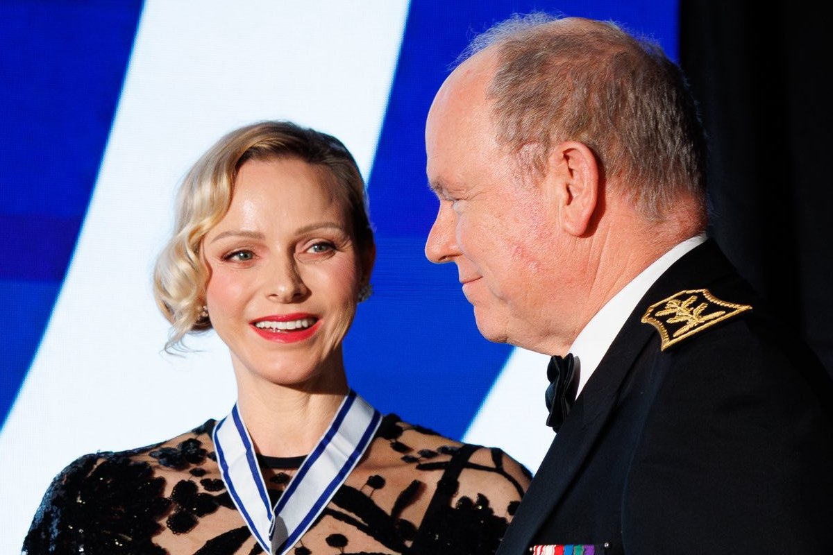 The Prince and Princess of Monaco attend a gala at the conclusion of the 81st general assembly of the International Military Sports Council in Monte Carlo on May 7, 2026 (Michaël Alesi/Palais Princier de Monaco)